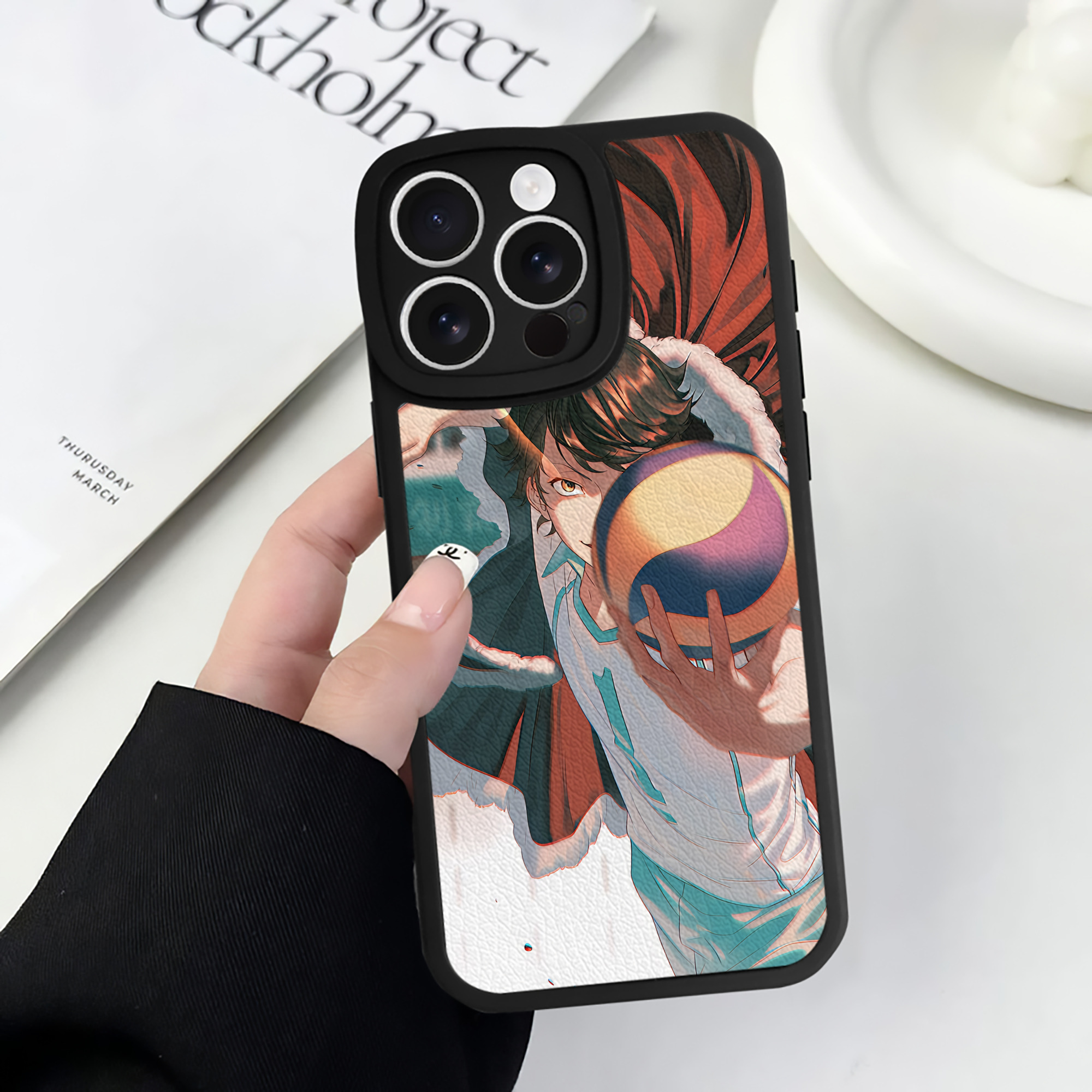 （画像用） ハイキュー!! Haikyu!! 【iPhone 16シリーズ対応】シリコンスマホケース（レザー調） 材質：シリコン